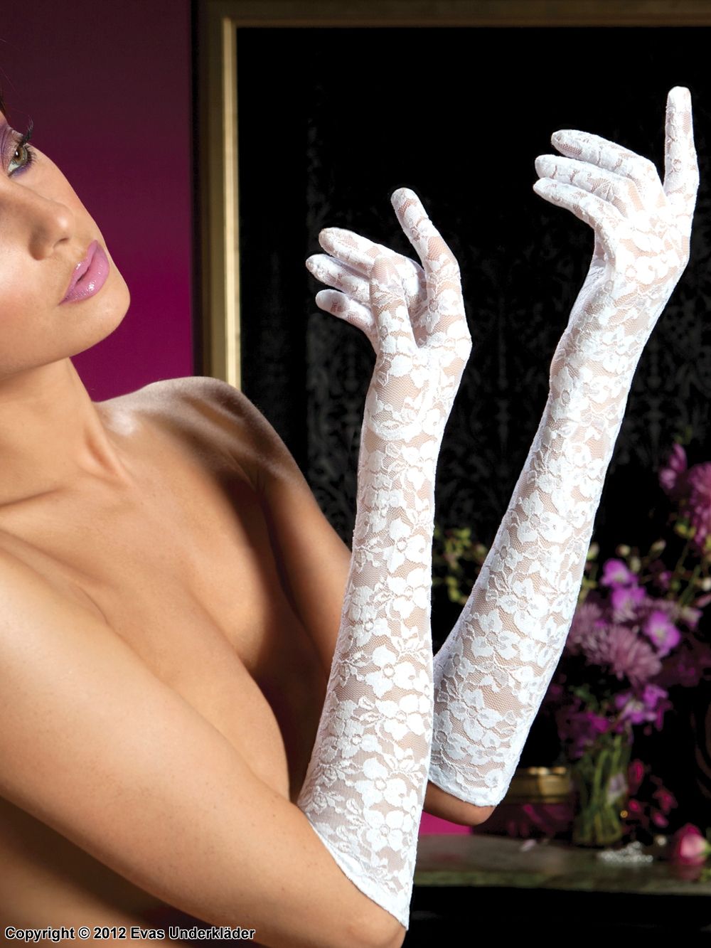 Lace elbow length gloves